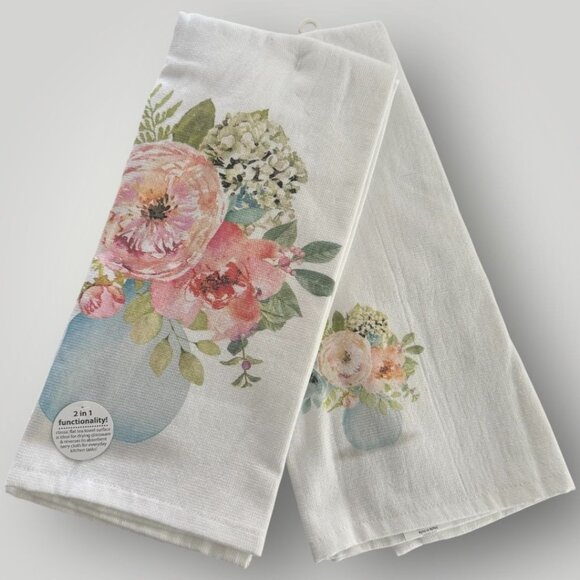 Kay Dee 2-Pack Floral Print Kitchen Towels - Picture 1 of 4